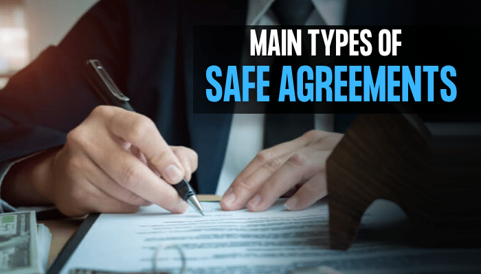 What Is A Simple Agreement For Future Equity - Startupstride - Startup Stride Professional investor signing legal documents showing what is a simple agreement for future equity under the section “Main Types of SAFE Agreements,” illustrating structured startup funding and equity agreement processes.